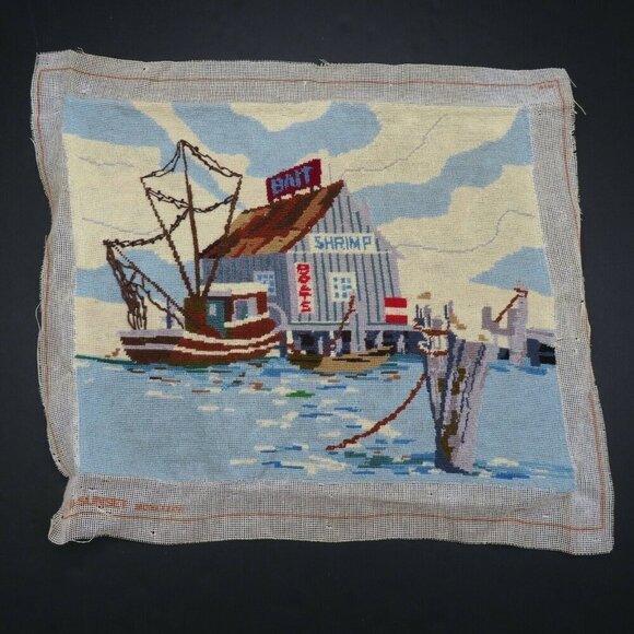 Creative Expressions 1983 Fishermans Wharf Finished Needlepoint 24x18in CE3848 - Picture 1 of 8